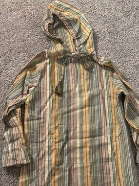 Zimmermann Kids Pastel Lurex Stripe Hooded Tunic with Tassels Size 8